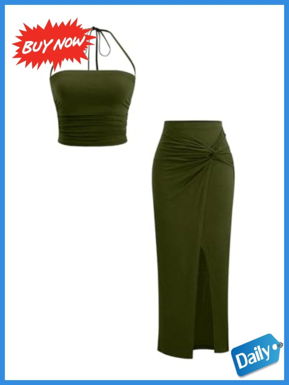 Women's 2 Piece Skirt Set Sleeveless Twist Knot Top Wrap Skirt Going Out